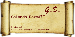 Galanda Dezső névjegykártya